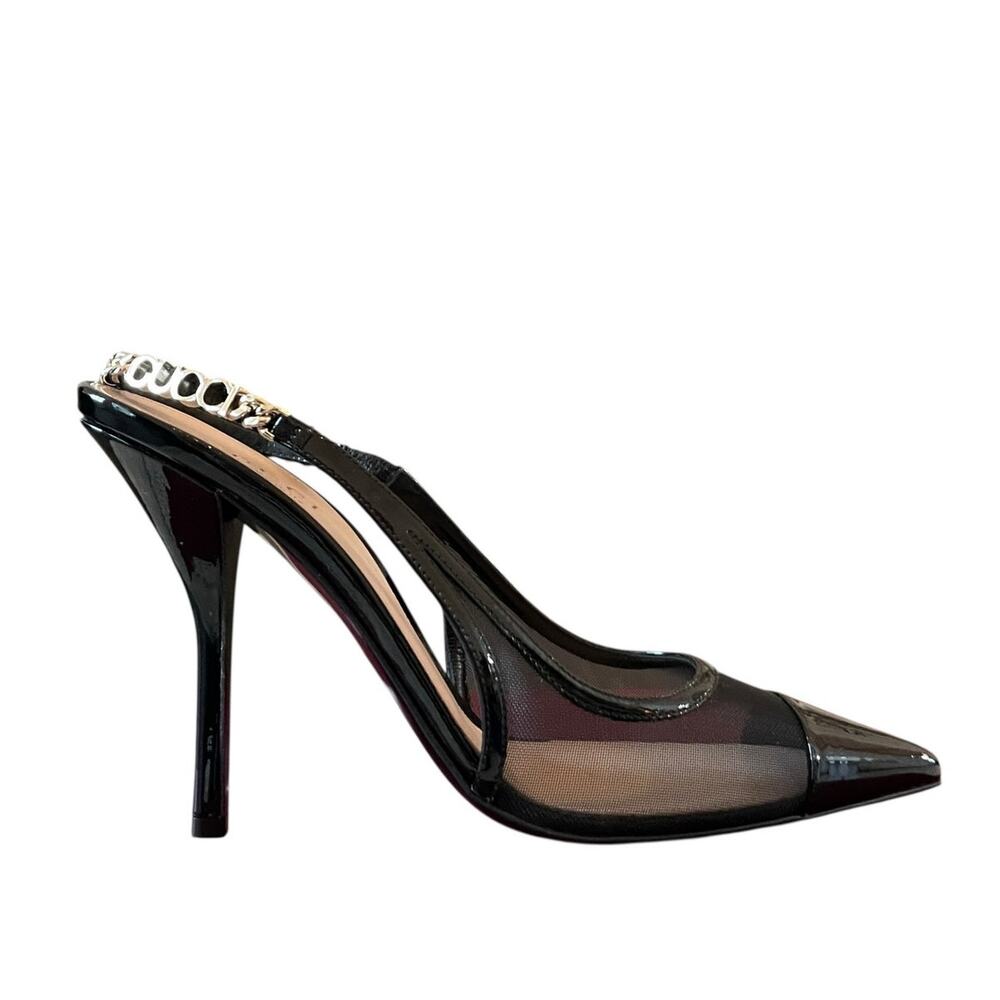 Gucci Signoria Slingback Pumps Black Patent Leather & Mesh EU 39/ US 9 - Picture 7 of 16